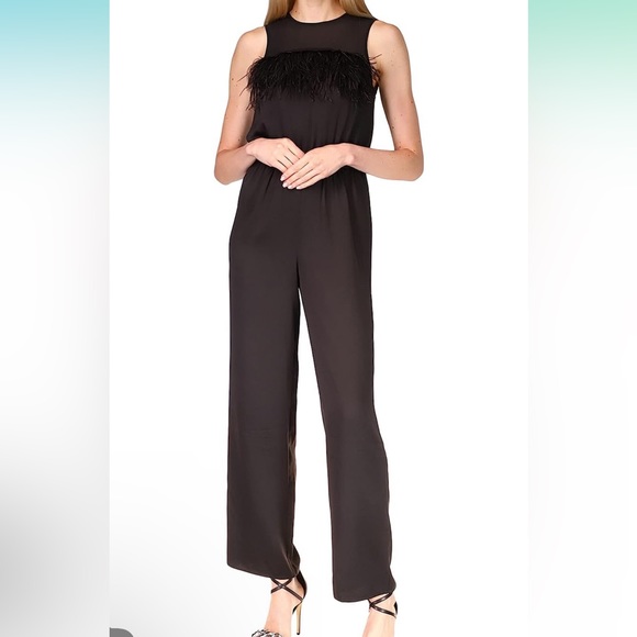Michael Kors Feather Trim Jumpsuit NWOT - Picture 2 of 5